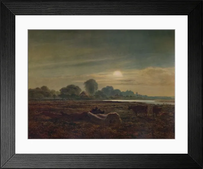 Framed Print : River Scene by Moonlight, with Cattle, 1879, (1935). Artist: Arthur Gilbert Framed Print : River Scene by Moonlight, with Cattle, 1879, (1935). Artist: Arthur Gilbert