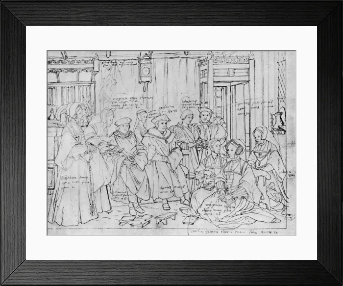 Framed Print : The More Family, from the Sketch by Holbein at Basle Museum, 1527, (1903). Artist: Hans Holbein the Younger Framed Print : The More Family, from the Sketch by Holbein at Basle Museum, 1527, (1903). Artist: Hans Holbein the Younger