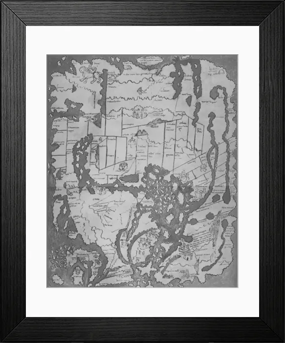 Framed Print : The Cottoniana or Anglo-Saxon Map (MS Tib. BV), c995, (1903) Framed Print : The Cottoniana or Anglo-Saxon Map (MS Tib. BV), c995, (1903)