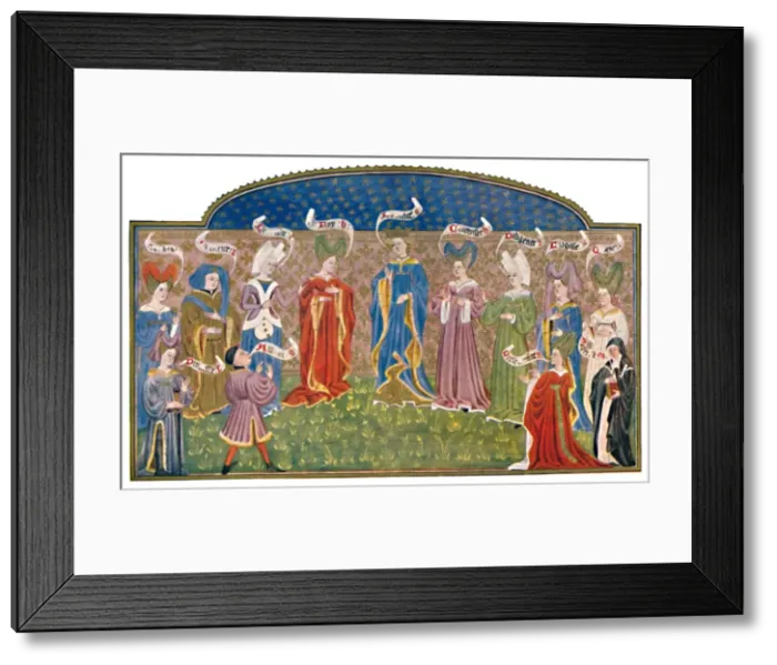 Framed Print : Headdresses in the Fifteenth Century (MS. Roy. 15 E. v. ), 15th century, (1903) Framed Print : Headdresses in the Fifteenth Century (MS. Roy. 15 E. v. ), 15th century, (1903)