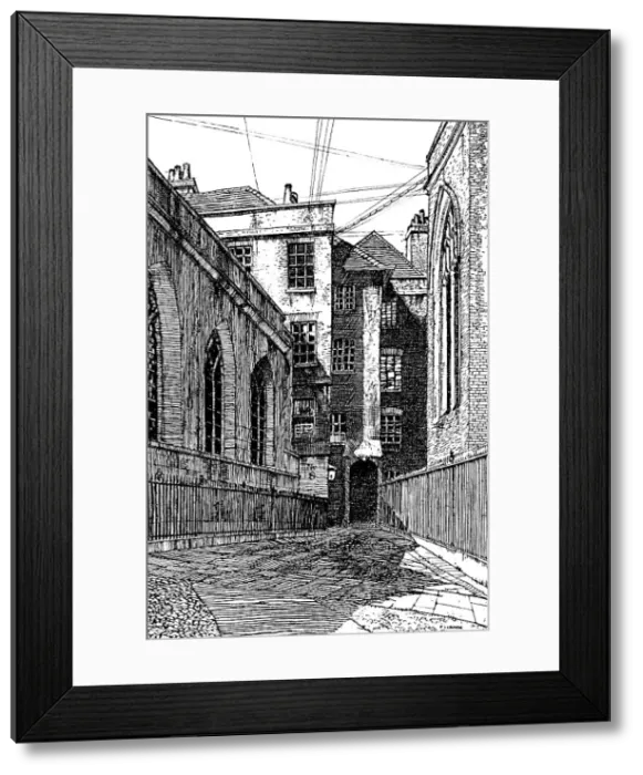 Framed Print : No. 8, Cliffords Inn, and Hall on Left, 1903 Framed Print : No. 8, Cliffords Inn, and Hall on Left, 1903