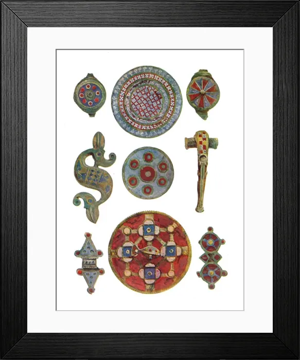 Framed Print : Romano-British Enamelled Ornaments (British Museum), 1st-2nd century, (1902) Framed Print : Romano-British Enamelled Ornaments (British Museum), 1st-2nd century, (1902)