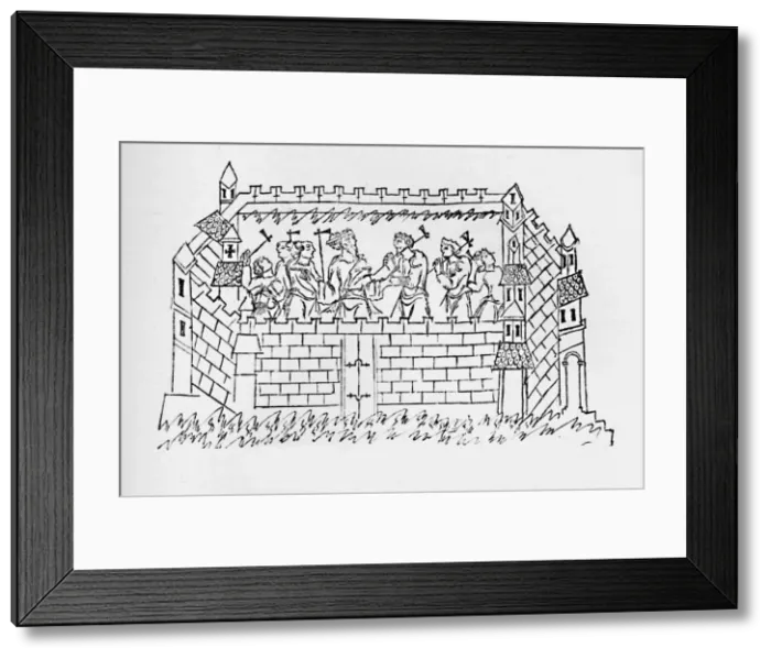 Framed Print : The English Burgh (MS. Jun. xi. ), 1902 Framed Print : The English Burgh (MS. Jun. xi. ), 1902