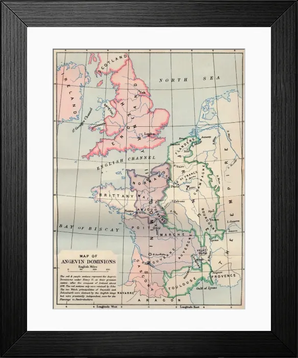 Framed Print : Map of Angevin Dominions, 1902. Artist: FS Weller Framed Print : Map of Angevin Dominions, 1902. Artist: FS Weller