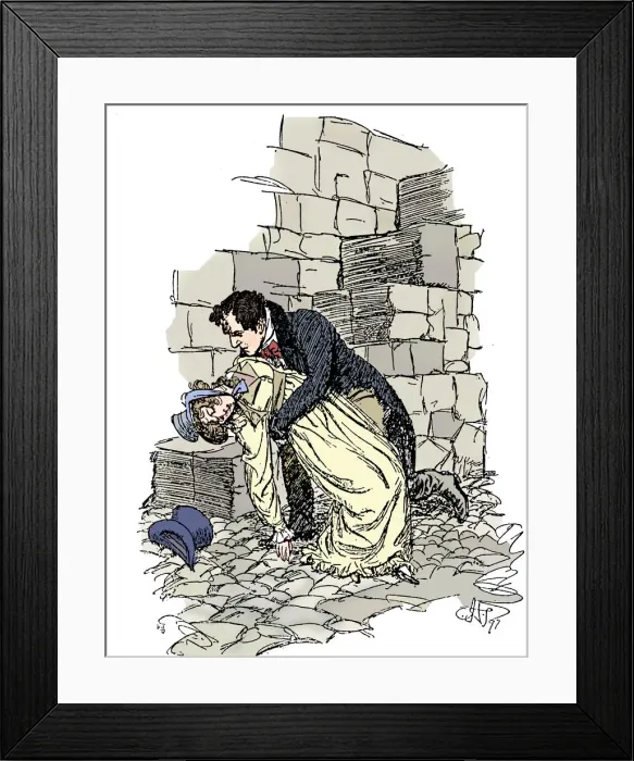 Framed Print : Scene from Jane Austens Persuasion, 1897. Artist: Hugh Thomson Framed Print : Scene from Jane Austens Persuasion, 1897. Artist: Hugh Thomson