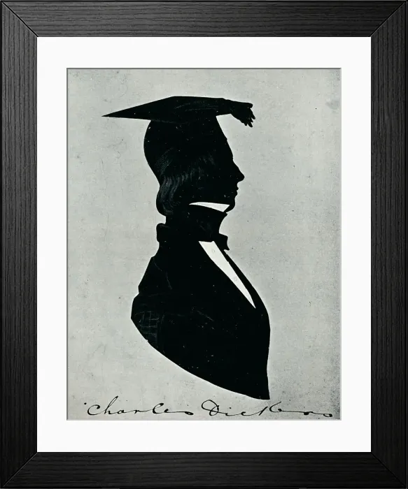 Framed Print : Silhouette Portrait of Charles Dickens, c1840s, (1910)