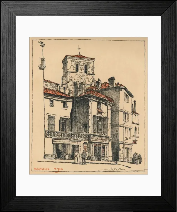 Framed Print : The Place du Murier, with the tower of the Church of St Andre, at Angouleme, France, 1924. Artist: JR Rowe Framed Print : The Place du Murier, with the tower of the Church of St Andre, at Angouleme, France, 1924. Artist: JR Rowe