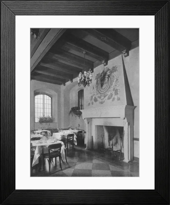 Framed Print : Fireplace in south-east dining room, the Fraternity Clubs Building, New York City, 1924 Framed Print : Fireplace in south-east dining room, the Fraternity Clubs Building, New York City, 1924