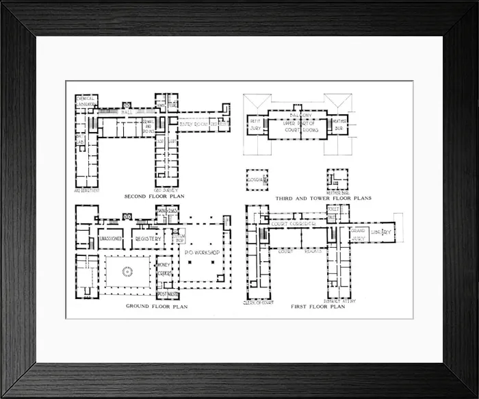 Framed Print : Floor plans, Federal Building, Honolulu, Hawaii, 1924 Framed Print : Floor plans, Federal Building, Honolulu, Hawaii, 1924