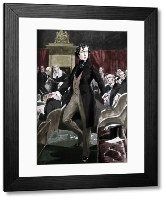 Framed Print : Disraelis first speech in the House of Commons, 19th century (c1905) Framed Print : Disraelis first speech in the House of Commons, 19th century (c1905)