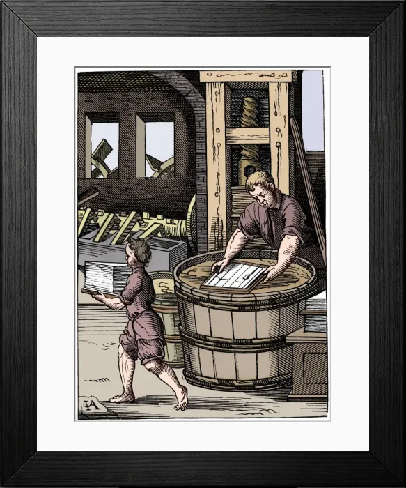 Framed Print : Paper maker, 16th century, (1849). Artist: Jost Amman Framed Print : Paper maker, 16th century, (1849). Artist: Jost Amman