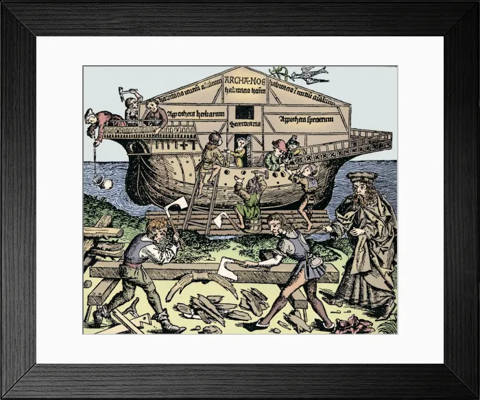 Framed Print : The Building of the Ark Superintended by Noah, (1493), 1903