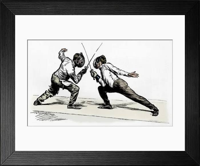 Framed Print : Fencers, 1900. Artist: Frederick Henry Townsend Framed Print : Fencers, 1900. Artist: Frederick Henry Townsend