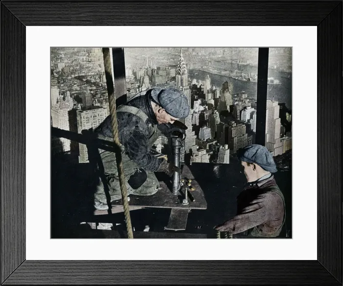 Framed Print : Rivetting the last bolts on The Morning Mast of the Empire State building, c1931. Artist: Lewis Wickes Hine Framed Print : Rivetting the last bolts on The Morning Mast of the Empire State building, c1931. Artist: Lewis Wickes Hine