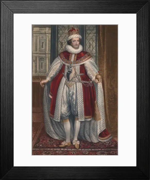 Framed Print : King James I of England and VI. of Scotland, 1620, (1904). Artist: Paulus van Somer Framed Print : King James I of England and VI. of Scotland, 1620, (1904). Artist: Paulus van Somer