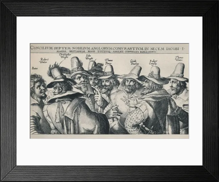 Framed Print : The Gunpowder Plot Conspirators, 1605, (1904). Artist: Crispijn de Passe I Framed Print : The Gunpowder Plot Conspirators, 1605, (1904). Artist: Crispijn de Passe I
