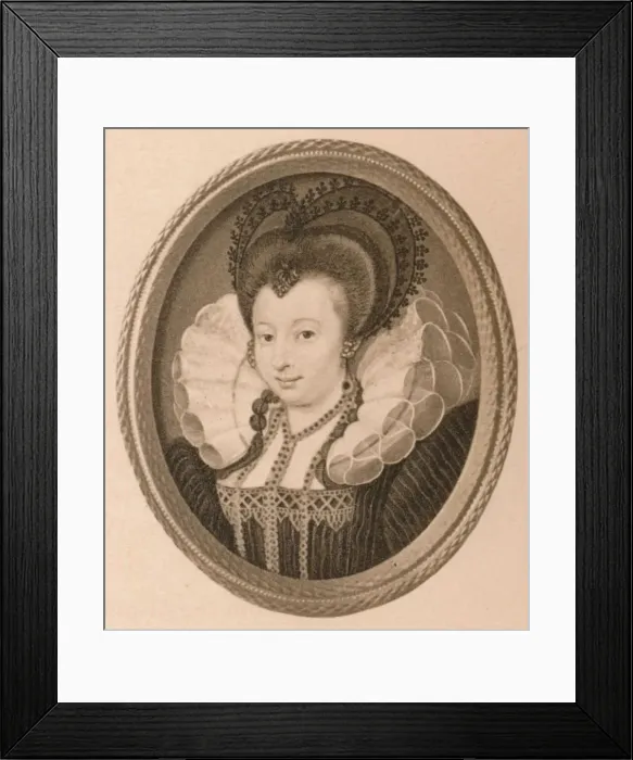 Framed Print : Catherine Knevett, Countess of Suffolk, c16th century (1904). Artist: Nicholas Hilliard Framed Print : Catherine Knevett, Countess of Suffolk, c16th century (1904). Artist: Nicholas Hilliard