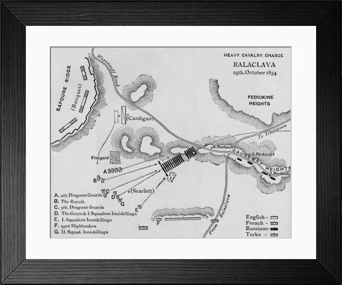 Framed Print : The Heavy Cavalry Charge at Balaclava, 1902. Artist: Walker & Boutall Framed Print : The Heavy Cavalry Charge at Balaclava, 1902. Artist: Walker & Boutall
