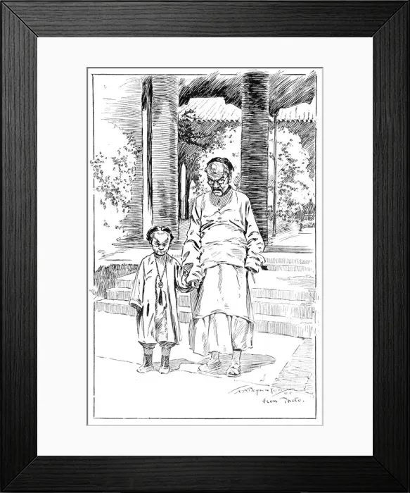 Framed Print : Entrance to the British Legation, Pekin. The oldest servant and his son, 1900 Framed Print : Entrance to the British Legation, Pekin. The oldest servant and his son, 1900