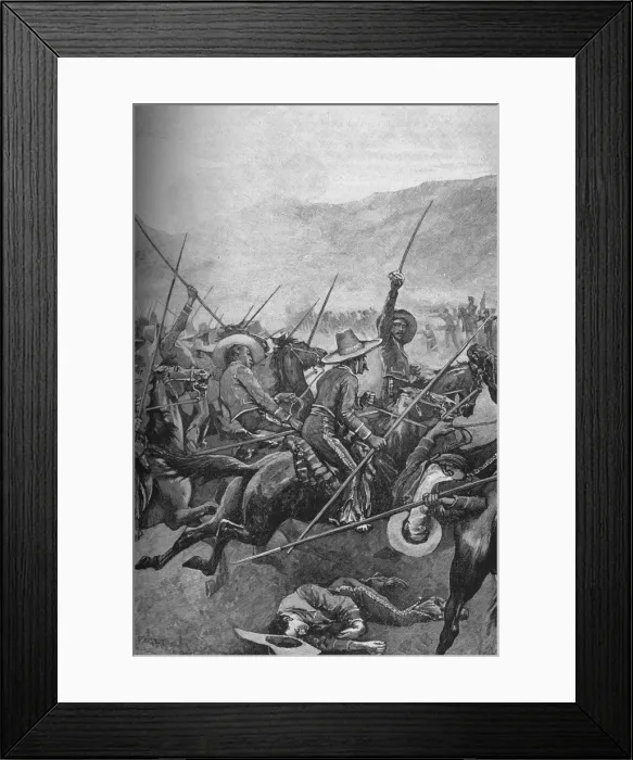 Framed Print : The Mexican Lancers Charged The Illinois Soldiers, 1902. Artist: Sidney E Paget Framed Print : The Mexican Lancers Charged The Illinois Soldiers, 1902. Artist: Sidney E Paget