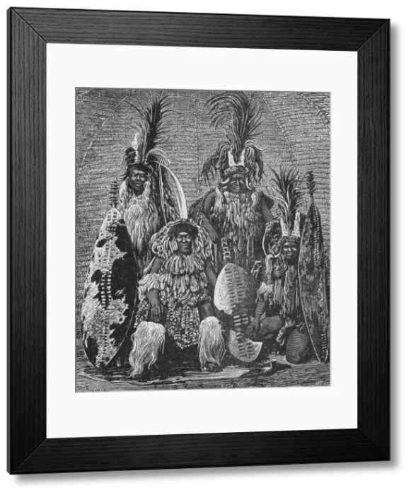 Framed Print : Group of Zulus in Full Dress, 1902. Artist: A Tissendier Framed Print : Group of Zulus in Full Dress, 1902. Artist: A Tissendier