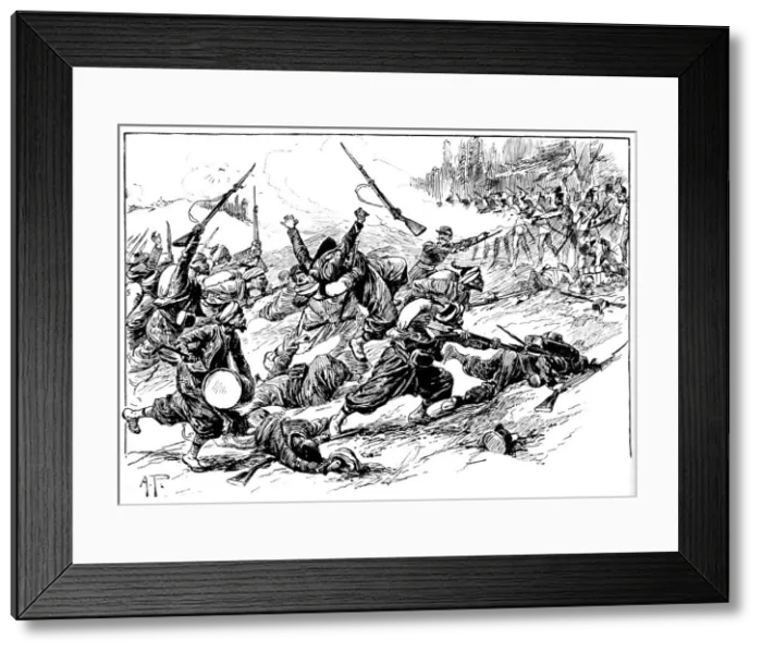 Framed Print : Rushing With Horrid Yells They Seized The Hill, 1902. Artist: AP Framed Print : Rushing With Horrid Yells They Seized The Hill, 1902. Artist: AP