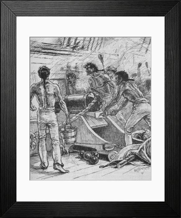 Framed Print : The Royal Sovereigns Stuck To Their Guns, and Fought Them Like Fiends, 1902. Artist: Paul Hardy Framed Print : The Royal Sovereigns Stuck To Their Guns, and Fought Them Like Fiends, 1902. Artist: Paul Hardy