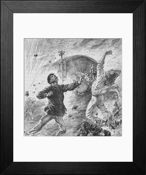 Framed Print : The Shell Burst Among Her Bow Guns, 1902. Artist: William Heysham Overend Framed Print : The Shell Burst Among Her Bow Guns, 1902. Artist: William Heysham Overend