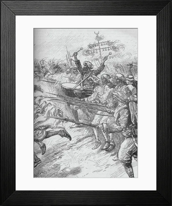 Framed Print : The Janissaries Rushed To The Attack At Full Speed And With Fixed Bayonets, 1902. Artist: Paul Hardy Framed Print : The Janissaries Rushed To The Attack At Full Speed And With Fixed Bayonets, 1902. Artist: Paul Hardy