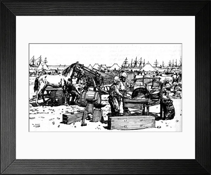 Framed Print : Shoeing Forge of the New South Wales Artillery at Suakim, c1885, (1902) Framed Print : Shoeing Forge of the New South Wales Artillery at Suakim, c1885, (1902)