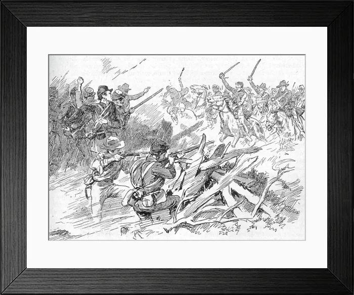 Framed Print : Behind The Rough Breastworks Lay The Michigan Men, 1902 Framed Print : Behind The Rough Breastworks Lay The Michigan Men, 1902