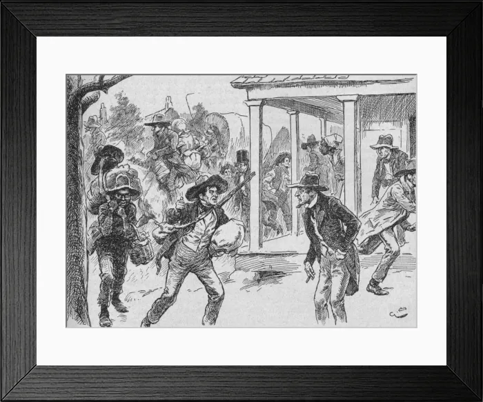 Framed Print : The City Was Taken With A Desperate Panic, 1902. Artist: Gordon Frederick Browne Framed Print : The City Was Taken With A Desperate Panic, 1902. Artist: Gordon Frederick Browne