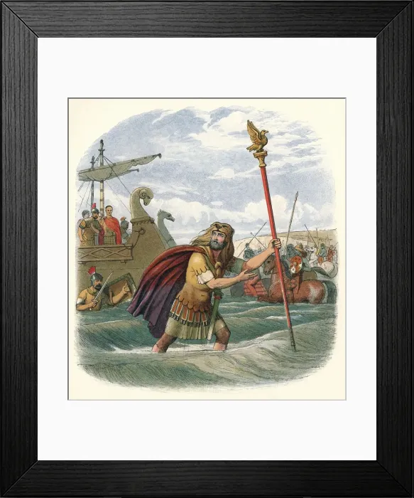 Framed Print : The standard bearer of the tenth legion, 55 BC (1864). Artist: James William Edmund Doyle Framed Print : The standard bearer of the tenth legion, 55 BC (1864). Artist: James William Edmund Doyle