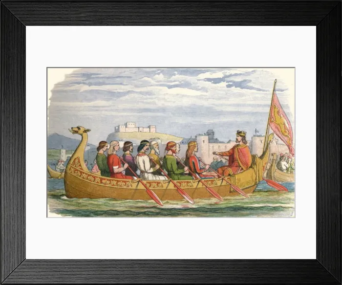 Framed Print : The barge of Edgar manned by eight kings on the Dee, 973 (1864). Artist: James William Edmund Doyle Framed Print : The barge of Edgar manned by eight kings on the Dee, 973 (1864). Artist: James William Edmund Doyle
