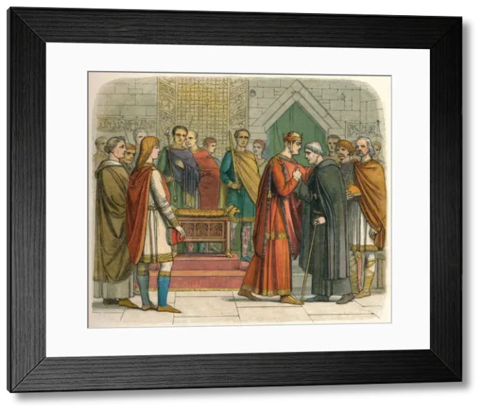 Framed Print : The King pays court to the English leaders, c1066 (1864). Artist: James William Edmund Doyle Framed Print : The King pays court to the English leaders, c1066 (1864). Artist: James William Edmund Doyle