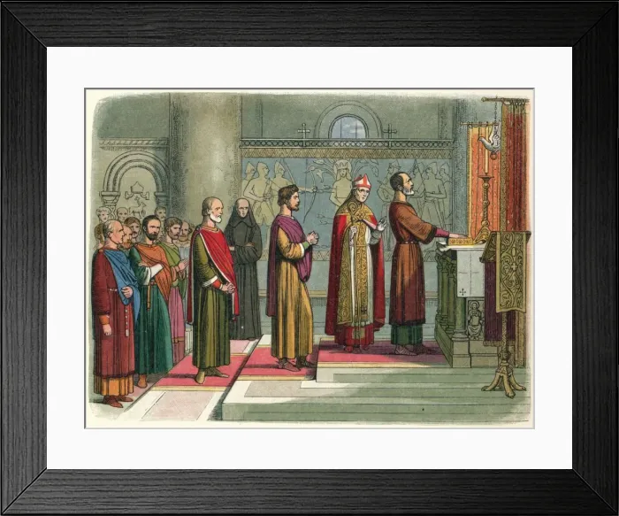 Framed Print : The barons swear to achieve their liberties, 1214 (1864). Artist: James William Edmund Doyle