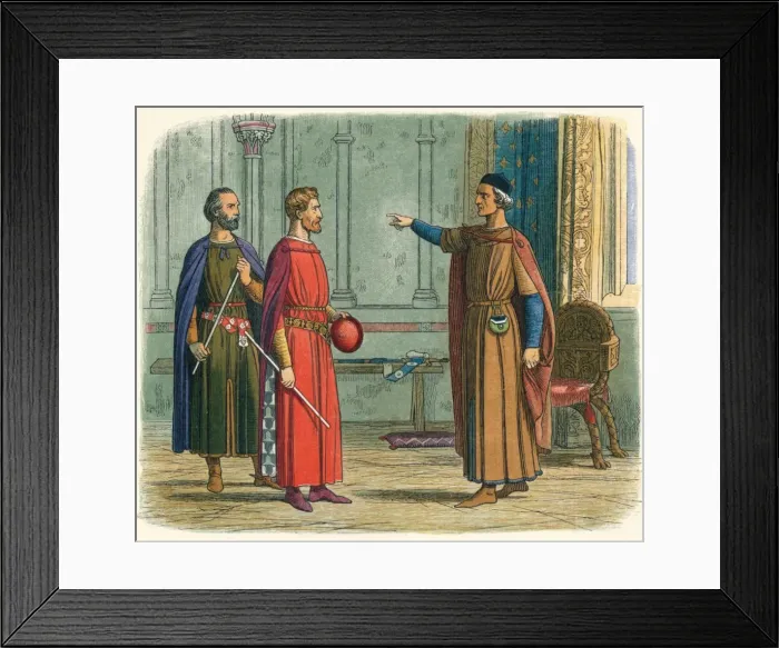 Framed Print : Edward threatens the Lord Marshal, 1297 (1864). Artist: James William Edmund Doyle Framed Print : Edward threatens the Lord Marshal, 1297 (1864). Artist: James William Edmund Doyle