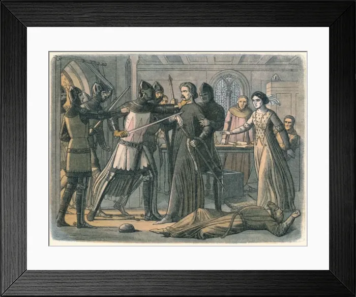 Framed Print : Mortimer seized by the King, 1325 (1864). Artist: James William Edmund Doyle Framed Print : Mortimer seized by the King, 1325 (1864). Artist: James William Edmund Doyle