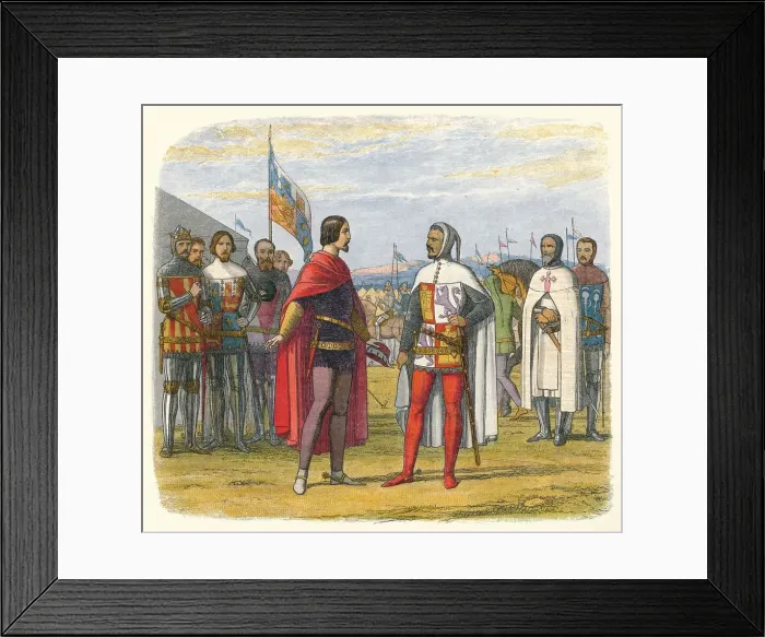 Framed Print : The prince extorts an amnesty from Pedro the Cruel, 1367 (1864). Artist: James William Edmund Doyle Framed Print : The prince extorts an amnesty from Pedro the Cruel, 1367 (1864). Artist: James William Edmund Doyle