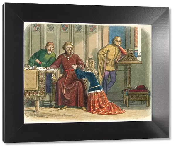 Queen Anne intercedes from Sir Simon Burley, 1388 (1864). Artist: James William Edmund Doyle