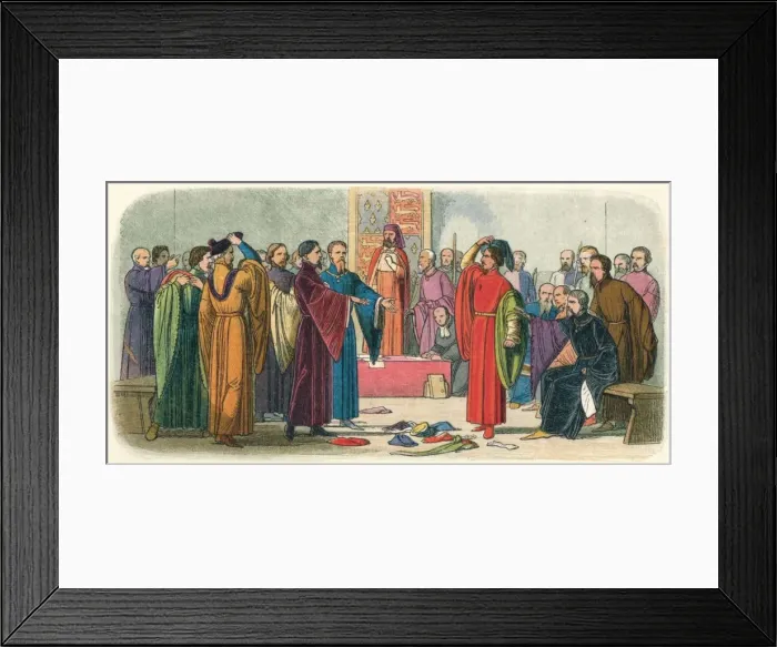 Framed Print : Albemarle and Fitzwalter exchange defiance, c. late 14th Century (18640. Artist: James William Edmund Doyle Framed Print : Albemarle and Fitzwalter exchange defiance, c. late 14th Century (18640. Artist: James William Edmund Doyle