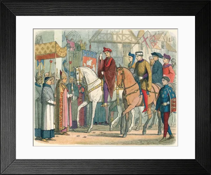 Framed Print : Charles and Henry welcomed by the clergy, 1420 (1864). Artist: James William Edmund Doyle Framed Print : Charles and Henry welcomed by the clergy, 1420 (1864). Artist: James William Edmund Doyle