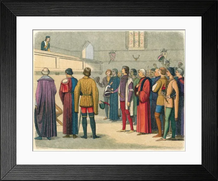Framed Print : Richard invited to assume the crown, 1483 (1864). Artist: James William Edmund Doyle Framed Print : Richard invited to assume the crown, 1483 (1864). Artist: James William Edmund Doyle