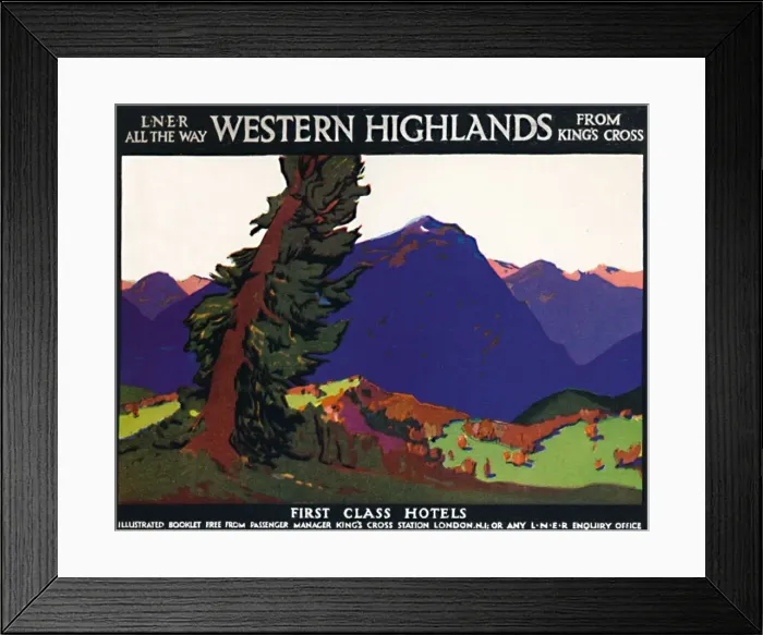 Framed Print : Western Highlands - First Class Hotels - British Poster, c1926. Artist: Andrew Johnson Framed Print : Western Highlands - First Class Hotels - British Poster, c1926. Artist: Andrew Johnson