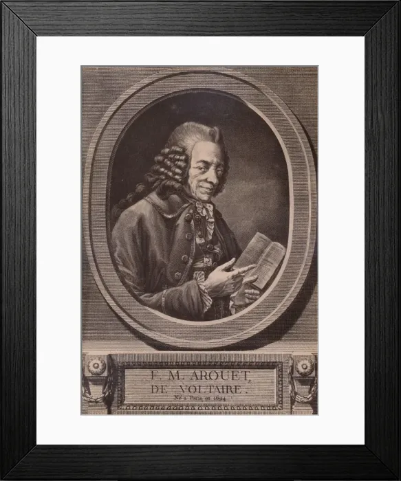 Framed Print : Voltaire, French writer and philosopher, c18th century (1894). Artist: Benoit Louis Henriquez Framed Print : Voltaire, French writer and philosopher, c18th century (1894). Artist: Benoit Louis Henriquez