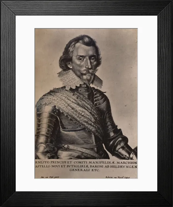 Framed Print : Count Ernst von Mansfeld, German general of the Thirty Years War, 17th century (1894). Artist: Robert van Voerst