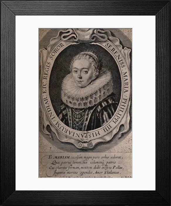 Framed Print : Maria Anna, Queen of Bohemia and Hungary, 17th century (1894). Artist: Simon de Passe Framed Print : Maria Anna, Queen of Bohemia and Hungary, 17th century (1894). Artist: Simon de Passe