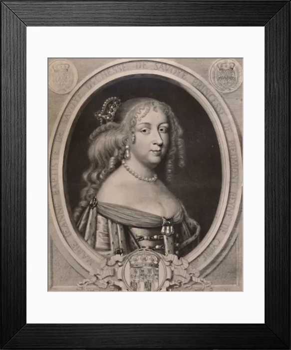 Framed Print : Marie Jeanne Baptiste, Duchess of Savoy, late 17th century (1894). Artist: Pierre Louis van Schuppen Framed Print : Marie Jeanne Baptiste, Duchess of Savoy, late 17th century (1894). Artist: Pierre Louis van Schuppen