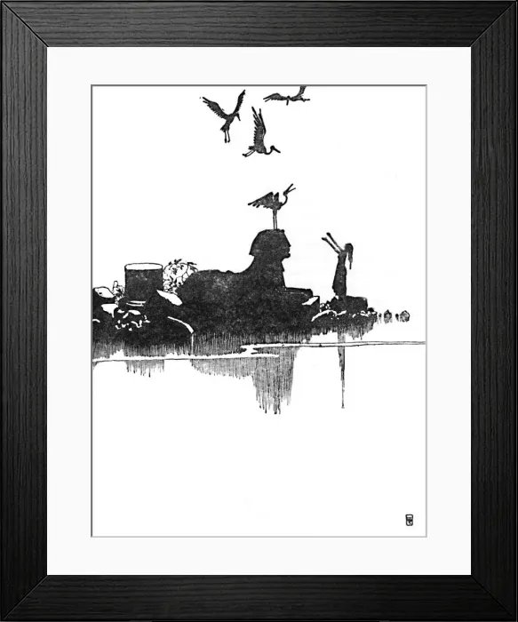 Framed Print : Then She Saw The Storks, c1930. Artist: W Heath Robinson Framed Print : Then She Saw The Storks, c1930. Artist: W Heath Robinson