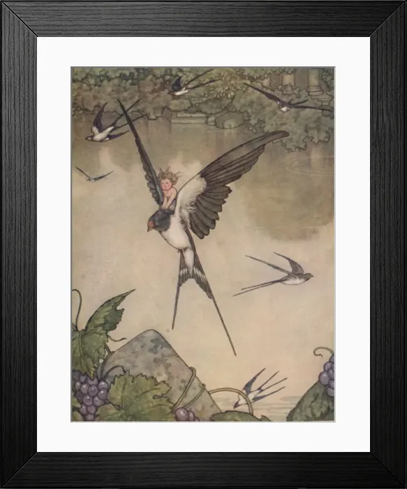 Framed Print : Yes I Will Go With Thee! Said Tommelise, c1930. Artist: W Heath Robinson Framed Print : Yes I Will Go With Thee! Said Tommelise, c1930. Artist: W Heath Robinson